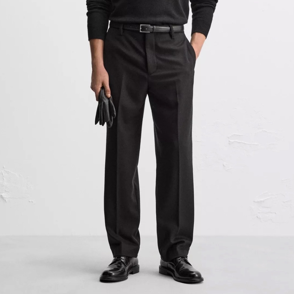 NWT ZARA 100% WOOL SUIT TROUSERS - Black